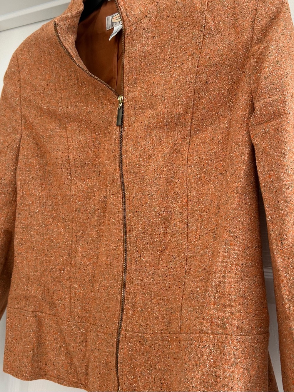 Talbots Orange Tweed Zip-Front Women's Jacket Size 2P - Picture 2 of 7